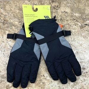 Men’s Heavy Belted Ski Gloves All In Motion Black S/M NWT